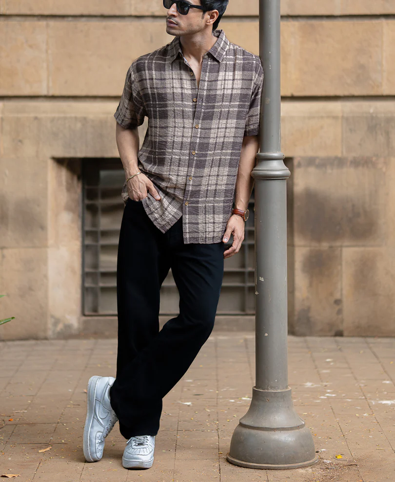 Sand Printed Checks Shirt - Image 6