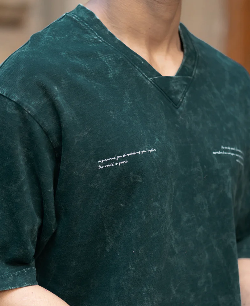 T-Shirt Oversize Fit Half Sleeve V Neck 100% Cotton - Image 4