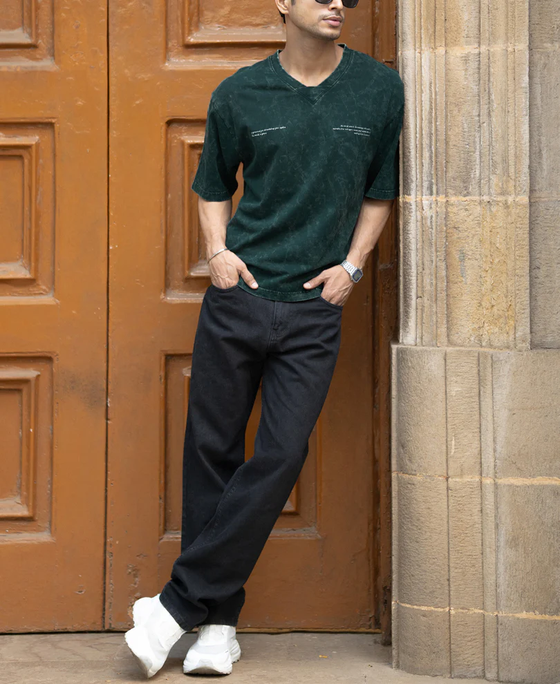 T-Shirt Oversize Fit Half Sleeve V Neck 100% Cotton - Image 6