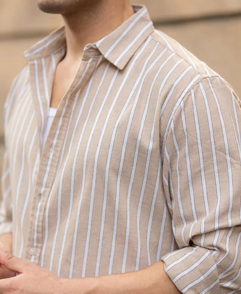 Tan Cottom Stripe Shirt - Image 5