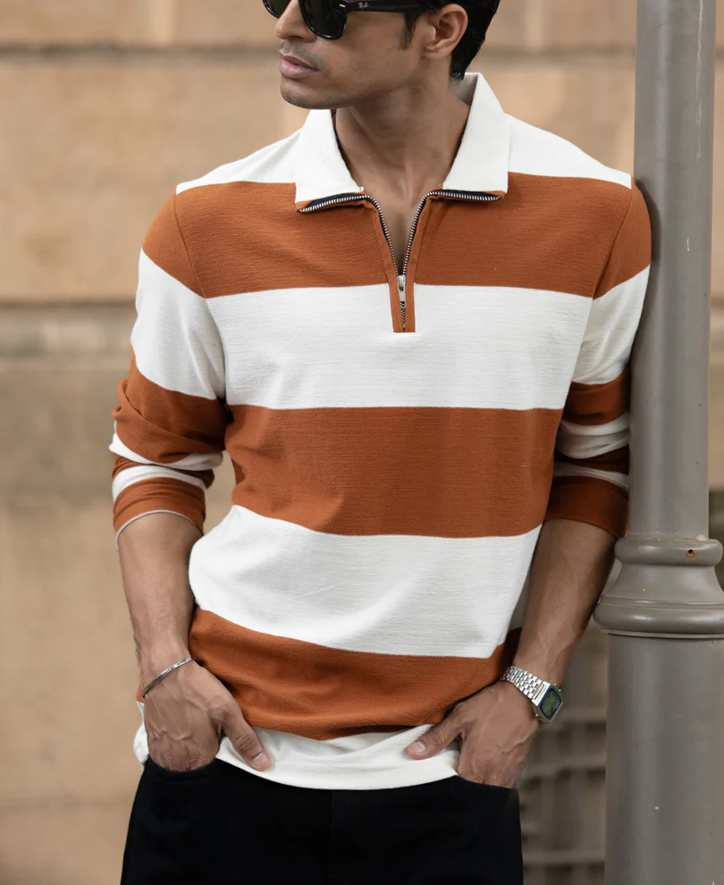 Tan Lightweight Striped T-Shirt - Image 3