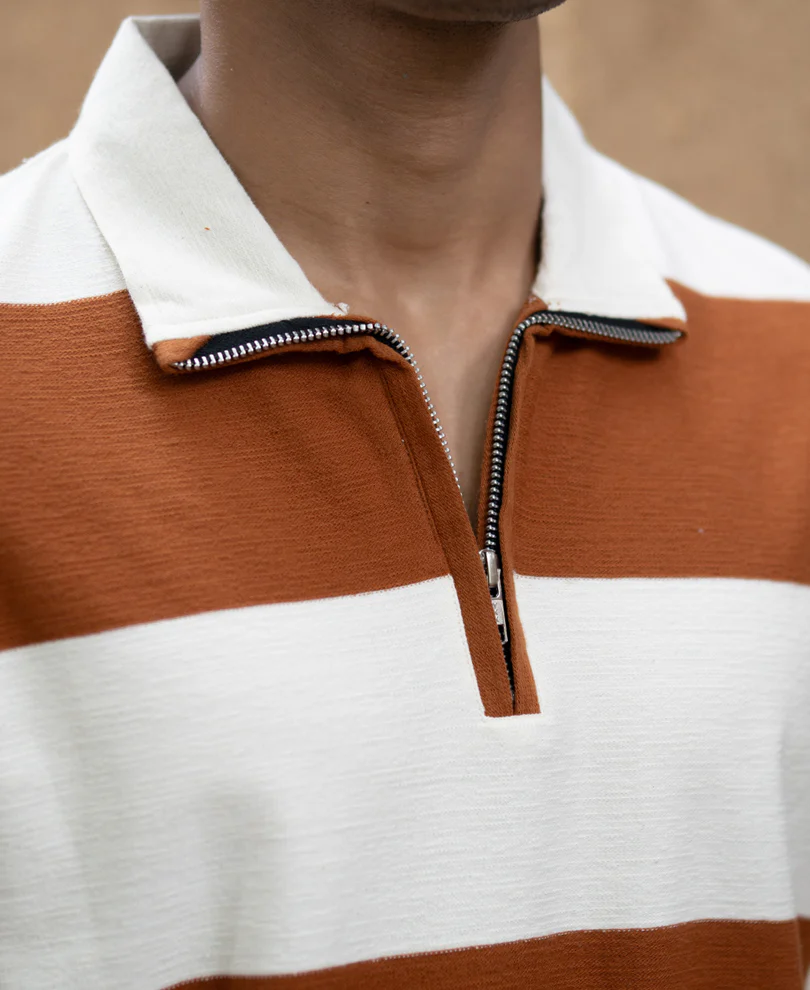 Tan Lightweight Striped T-Shirt - Image 4