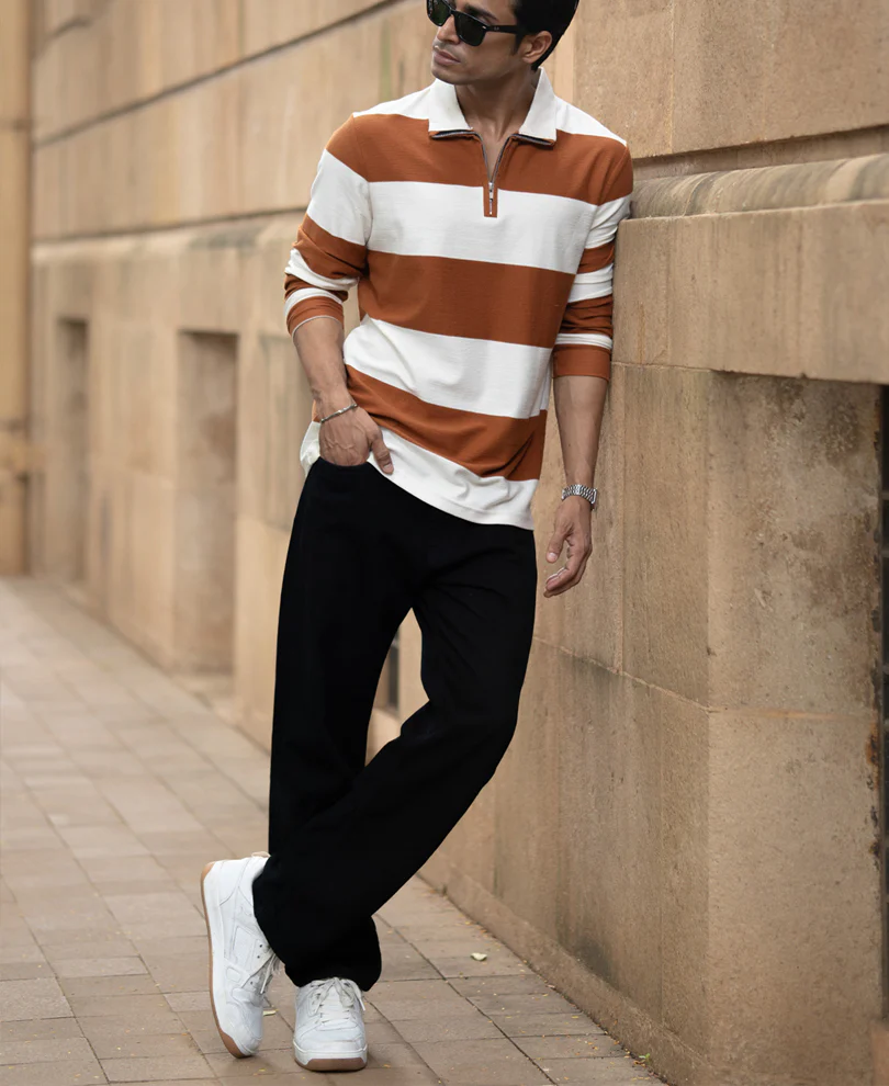 Tan Lightweight Striped T-Shirt - Image 6