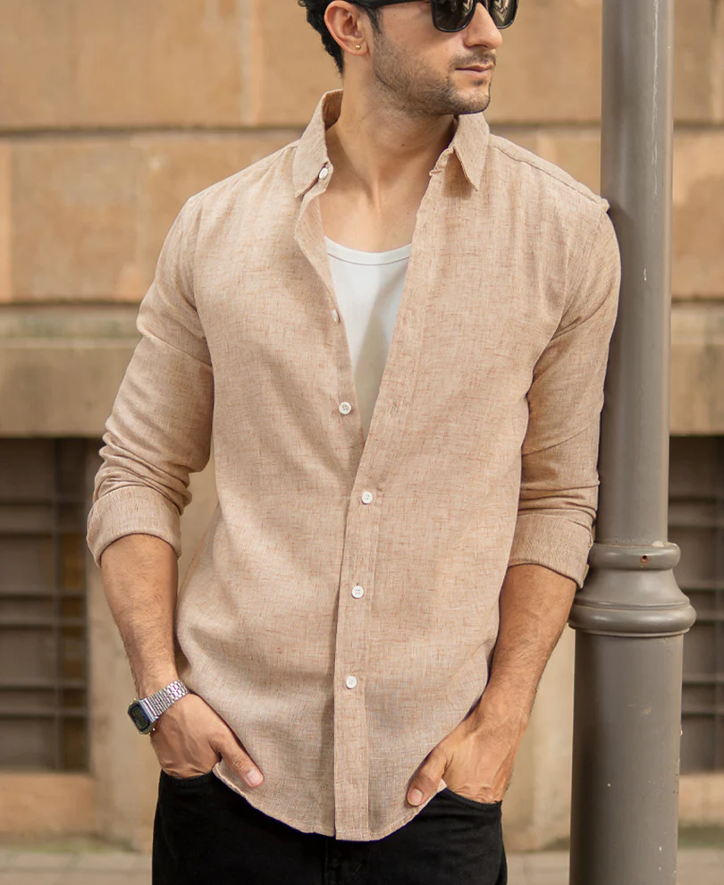 Tan Lightweight Structured Shirt - Image 2