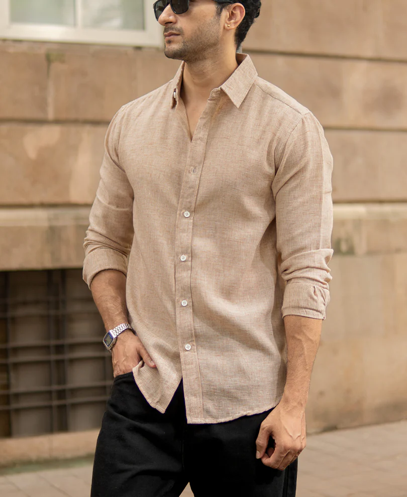 Tan Lightweight Structured Shirt - Image 3