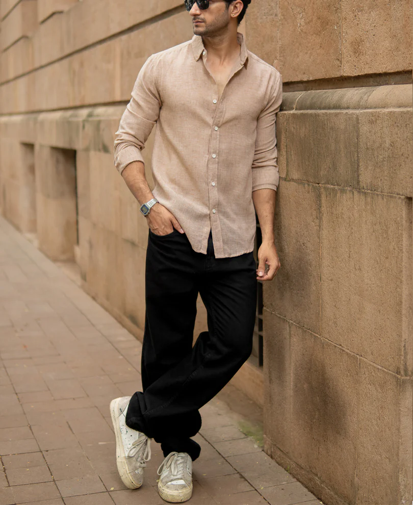 Tan Lightweight Structured Shirt - Image 6