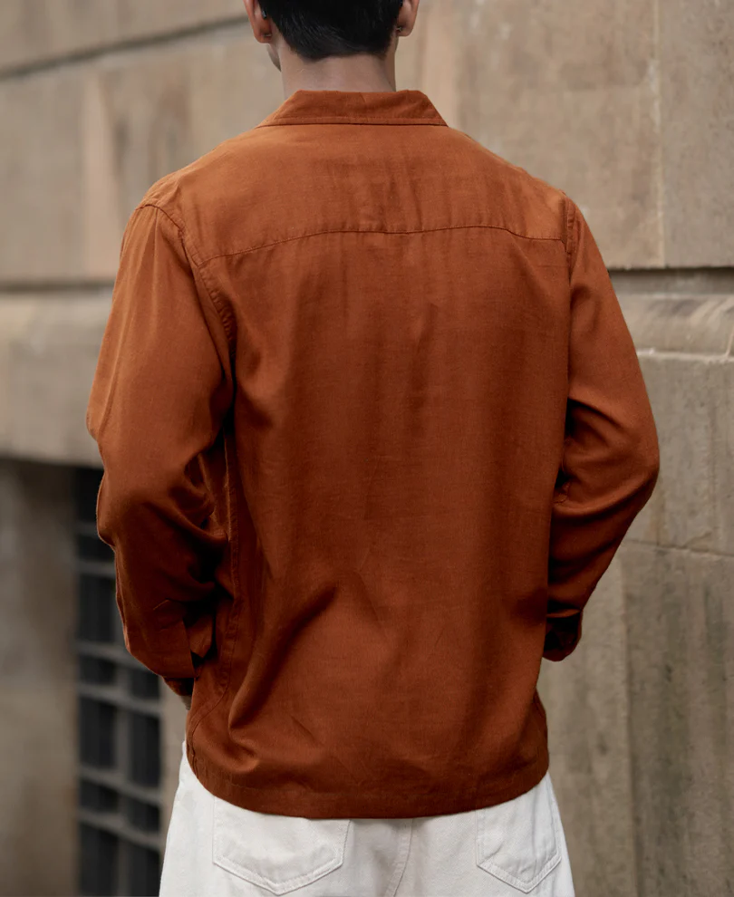 Tan Linen Double Pocket Shirt - Image 6