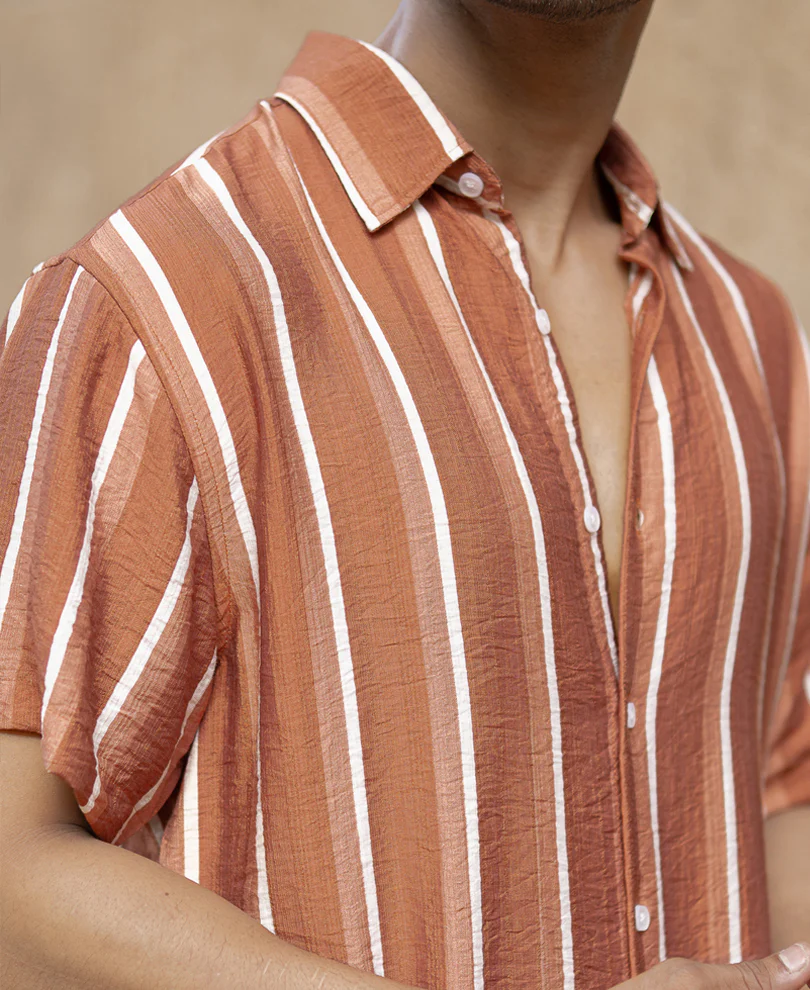 Tan Stripe Flowy Shirt - Image 5