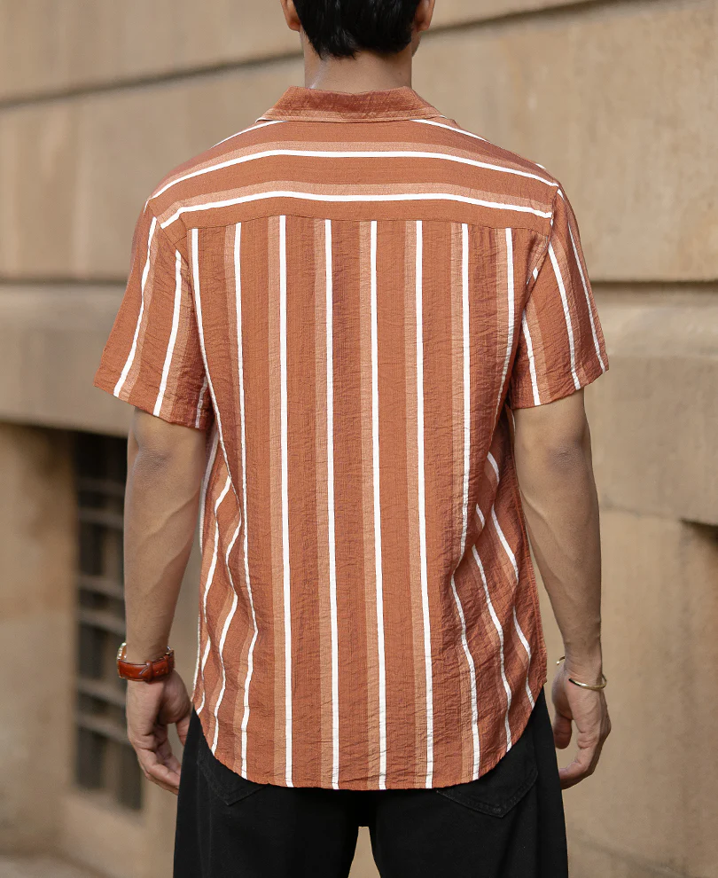 Tan Stripe Flowy Shirt - Image 6