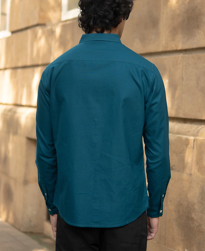 Teal Lightweight Oxford Shirt 100% Cotton - Image 4