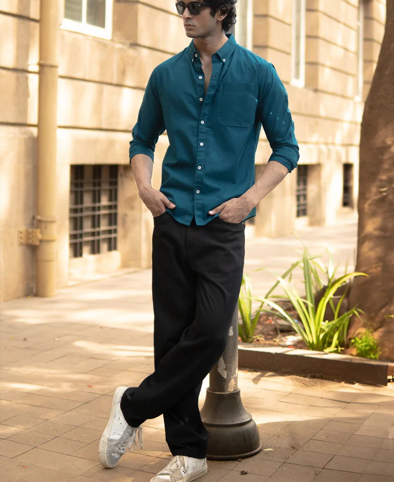 Teal Lightweight Oxford Shirt 100% Cotton - Image 5