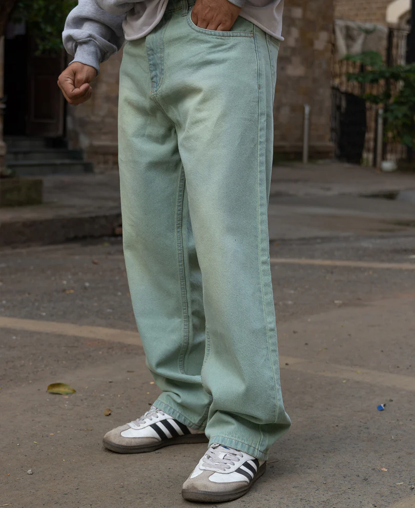 Tinted Blue Baggy Jeans 100% Cotton - Image 3