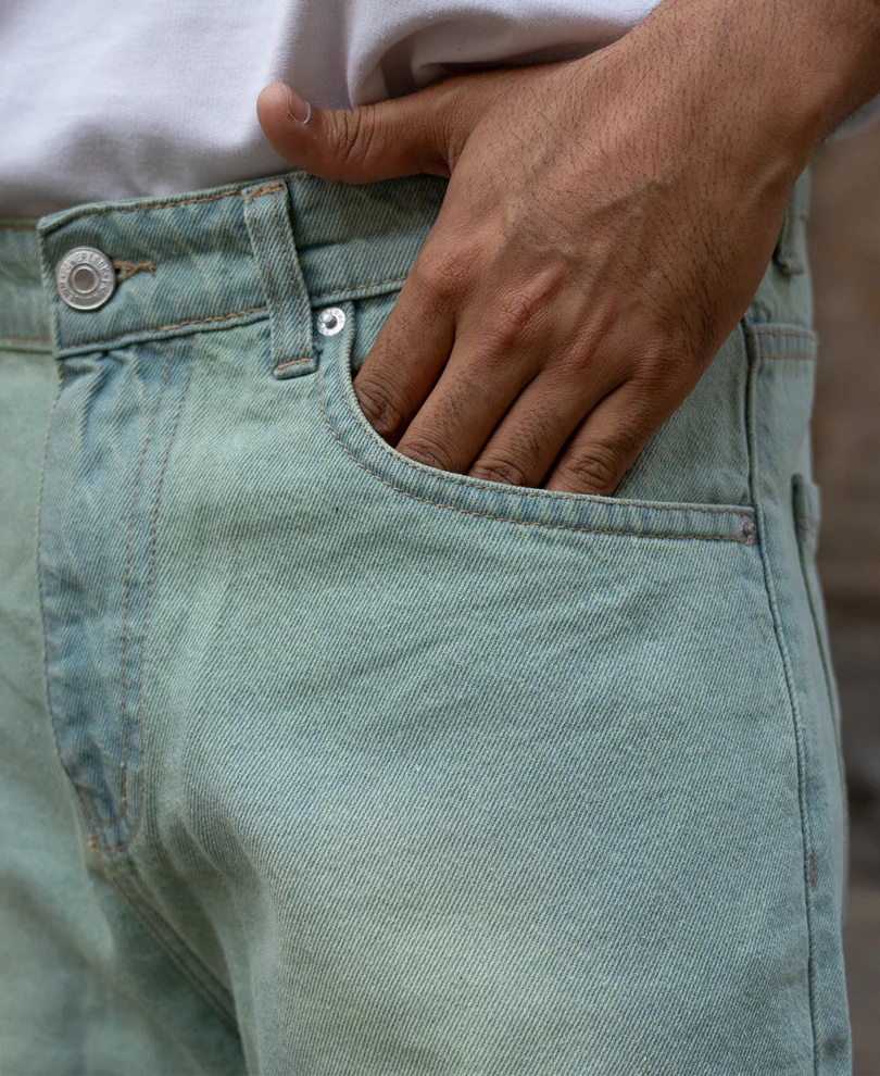 Tinted Blue Baggy Jeans 100% Cotton - Image 4