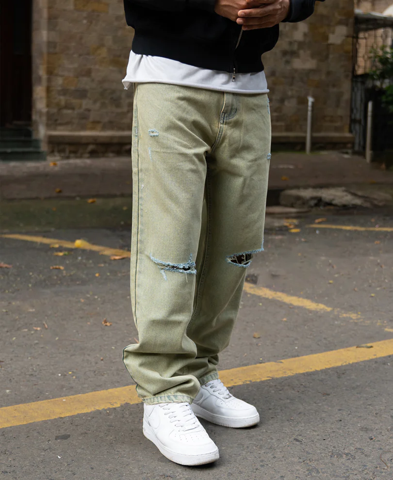 Tinted Blue Distressed Jeans 100% Cotton - Image 3