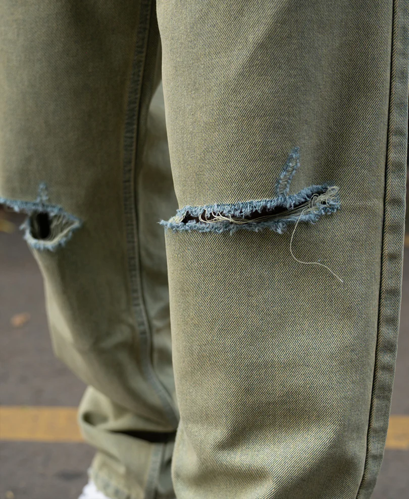 Tinted Blue Distressed Jeans 100% Cotton - Image 5