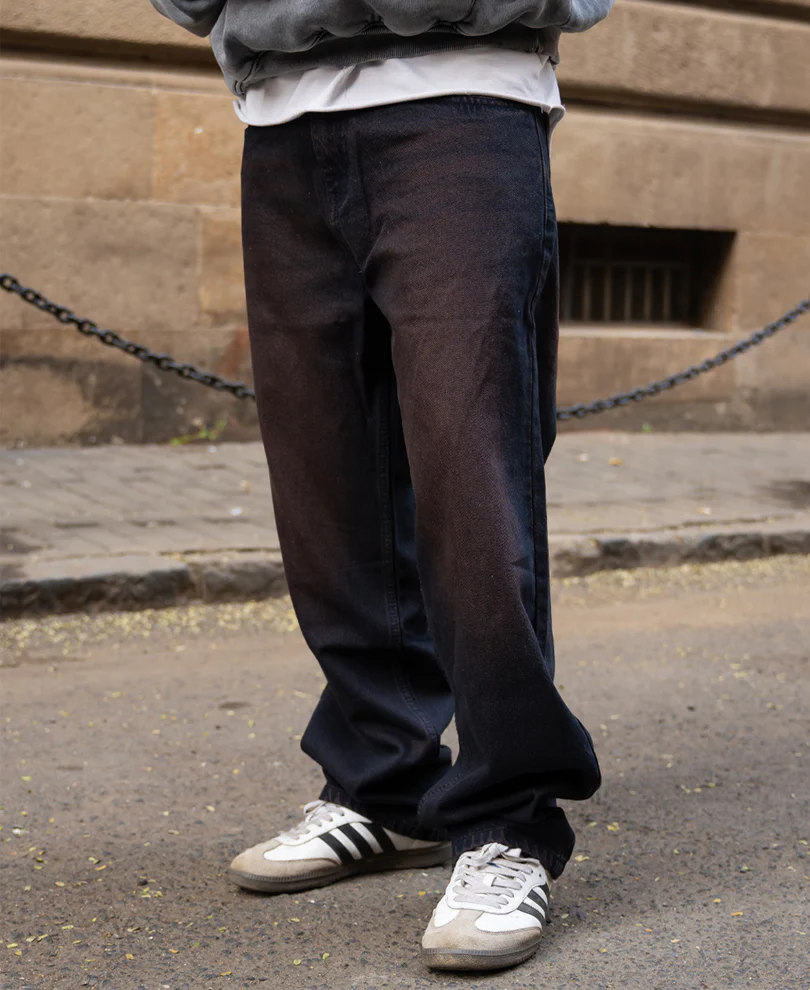 Tinted Dark Blue Baggy Jeans 100% Cotton - Image 3