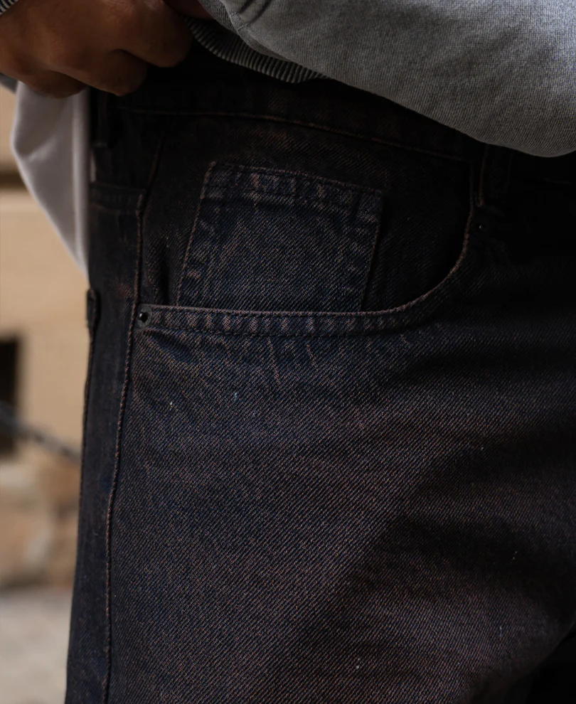 Tinted Dark Blue Baggy Jeans 100% Cotton - Image 4