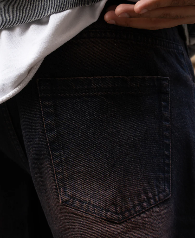Tinted Dark Blue Baggy Jeans 100% Cotton - Image 5
