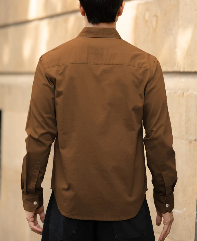 Toffee Brown Lightweight Oxford Shirt 100% Cotton - Image 5