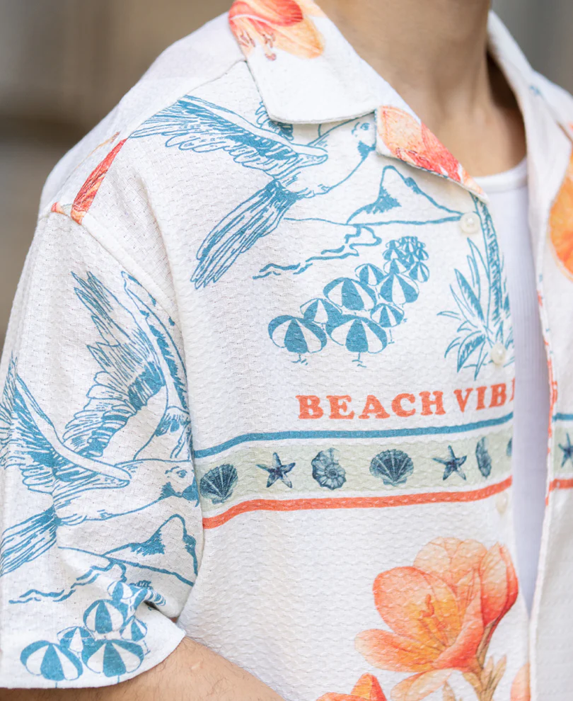 Tropical Print Structured Shirt 100% Cotton - Image 3
