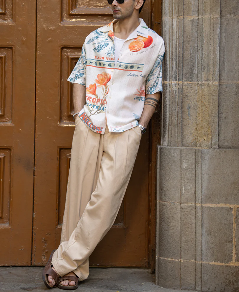 Tropical Print Structured Shirt 100% Cotton - Image 6