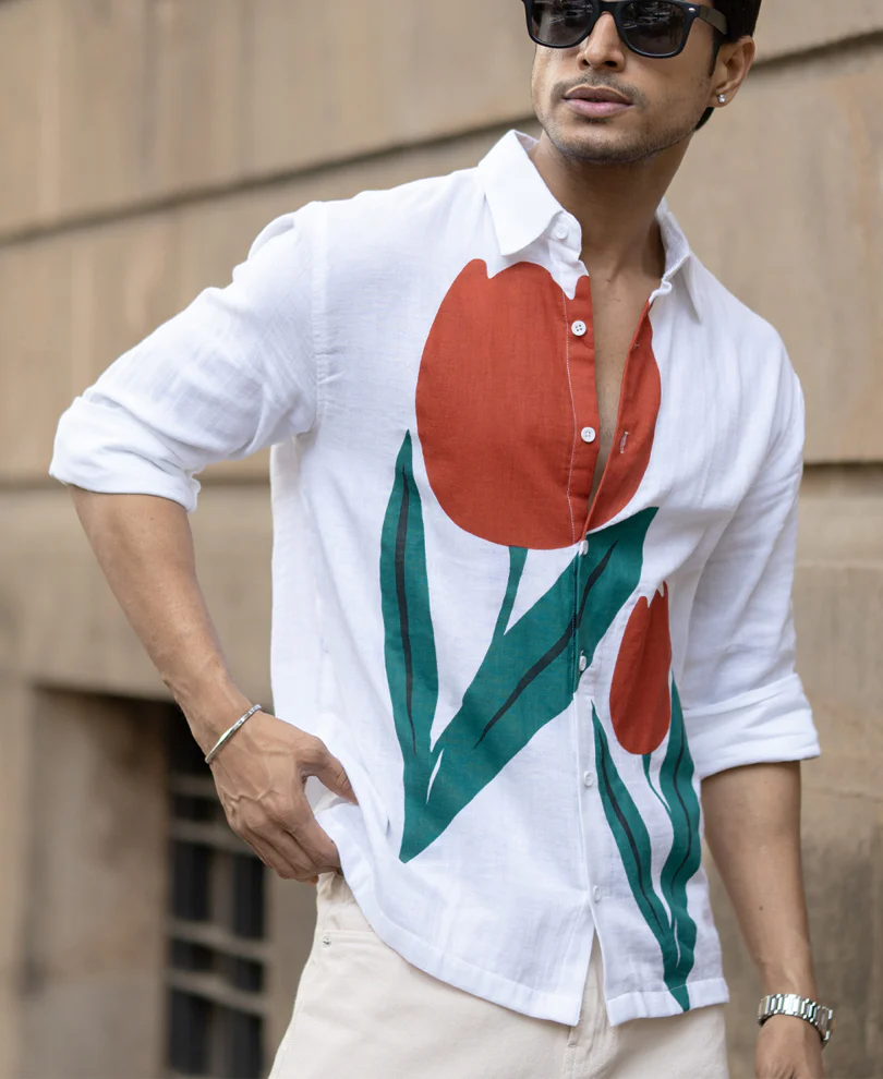Tulip Print Lightweight Shirt 100% Cotton - Image 3