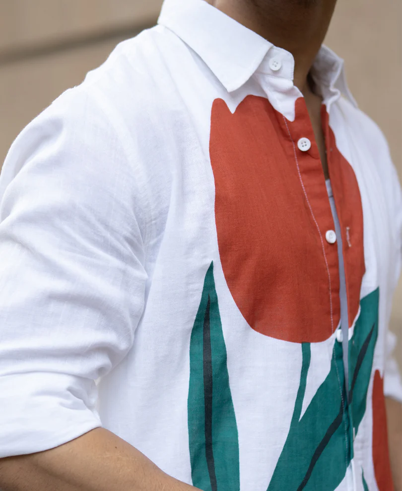 Tulip Print Lightweight Shirt 100% Cotton - Image 5
