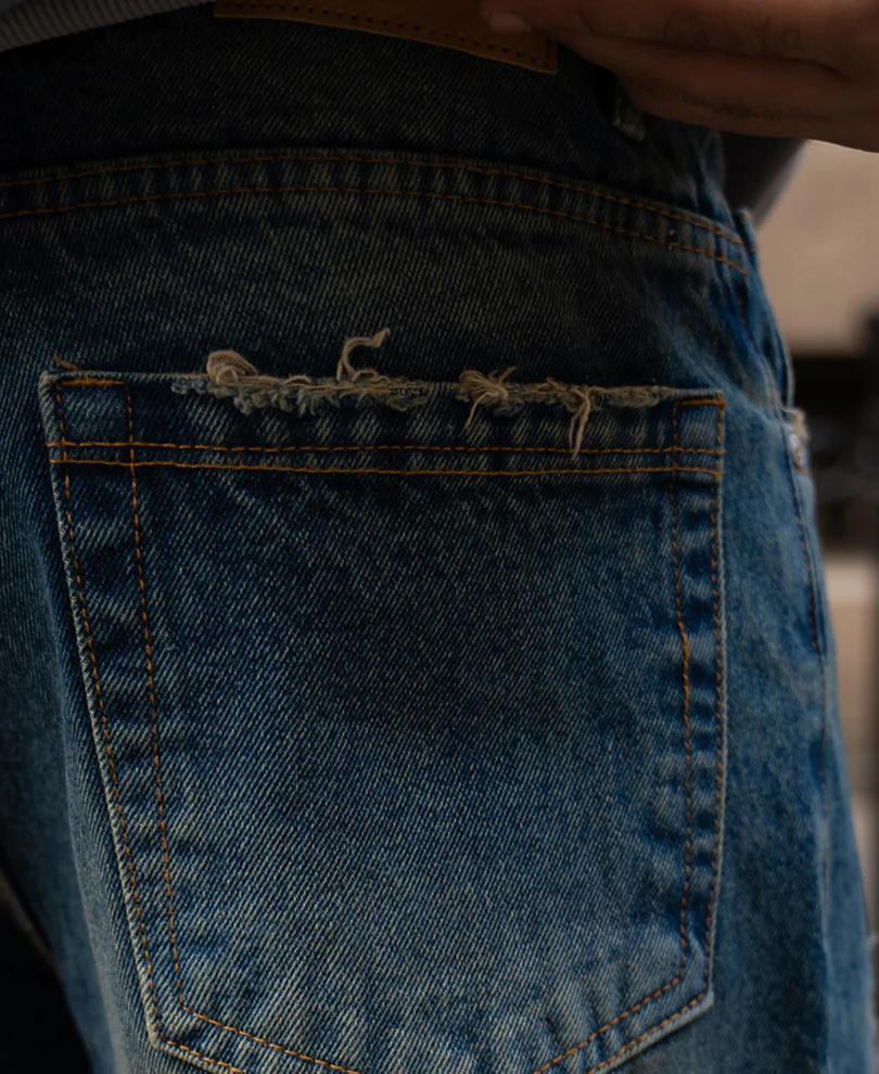 Vintage Blue Distressed Jeans 100% Cotton - Image 5