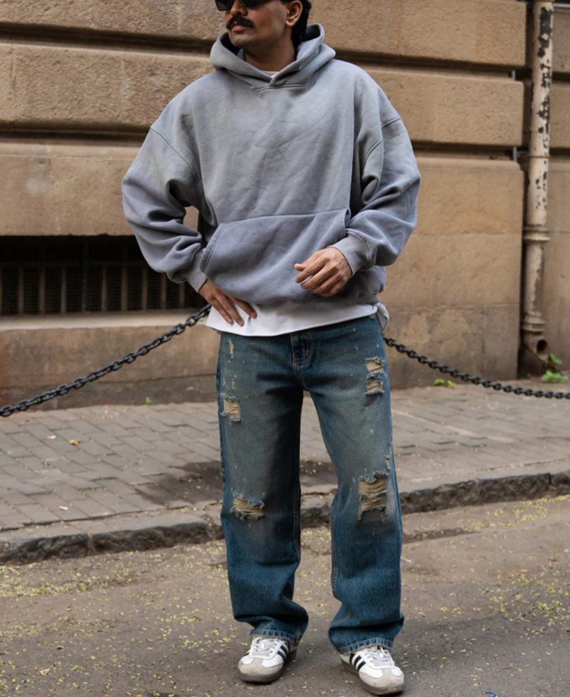 Vintage Blue Distressed Jeans 100% Cotton - Image 6