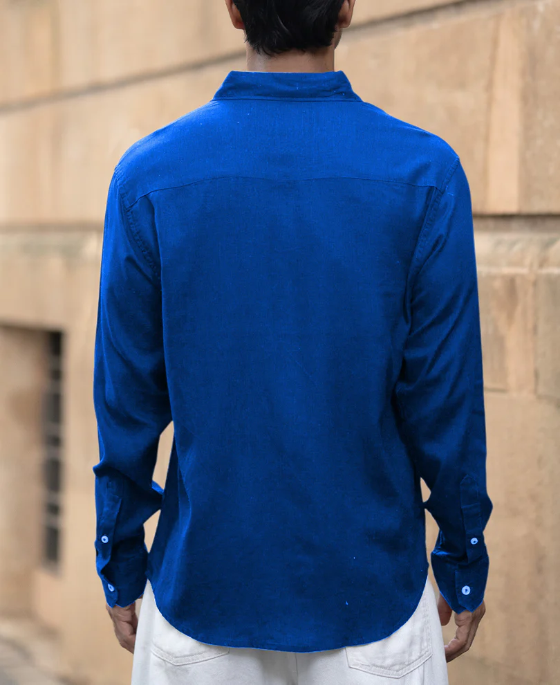 Vivid Blue Linen Blend Shirt - Image 4