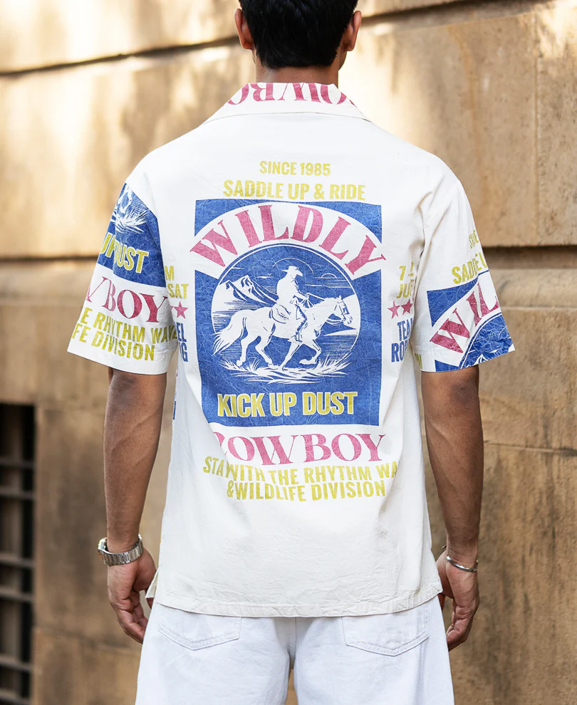 Washed Cowboy Print Shirt 100% Cotton - Image 5