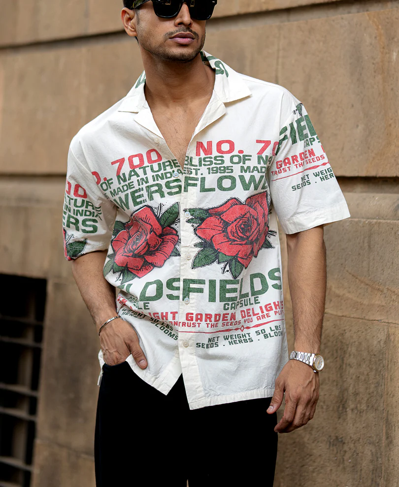 Washed Flower Print Shirt 100% Cotton - Image 2