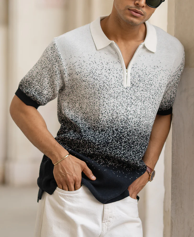 Ombre Jacquard Polo T-Shirt 100% Cotton - Image 3