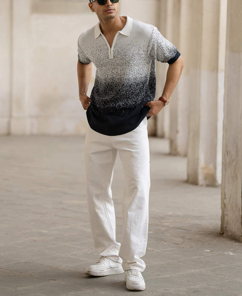 Ombre Jacquard Polo T-Shirt 100% Cotton - Image 6