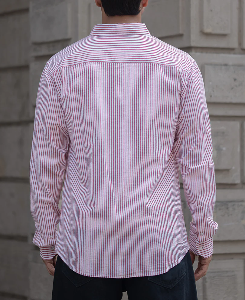 Red Stripe Shirt 100% Cotton - Image 5