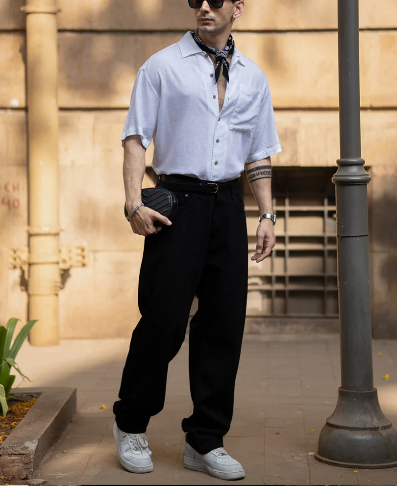 White Boxy Fit Linen Blend Shirt - Image 6
