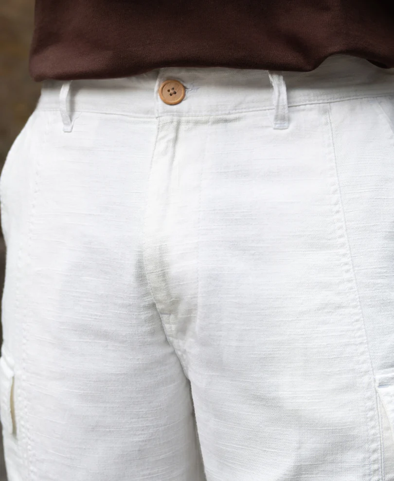 White Cotton Cargo Pant - Image 4