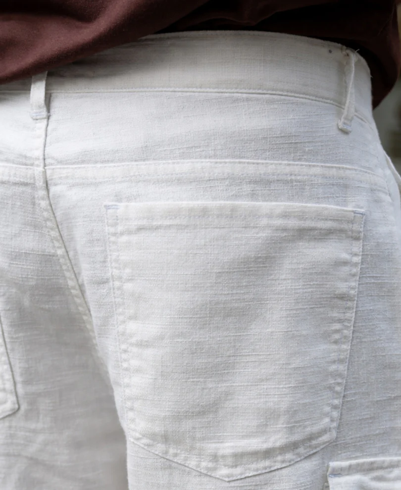 White Cotton Cargo Pant - Image 5