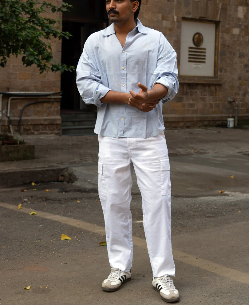 White Cotton Cargo Regular Fit Pant - Image 7