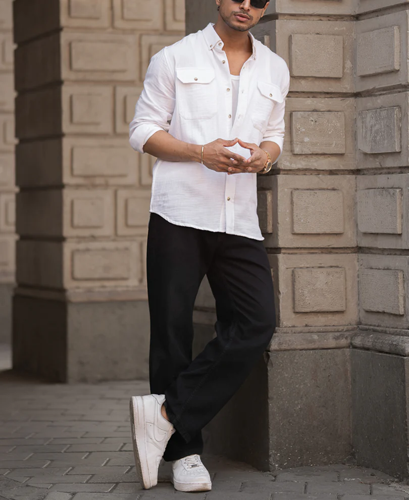 White Regular Fit Full Sleeves Shirt 100% Cotton - Image 5