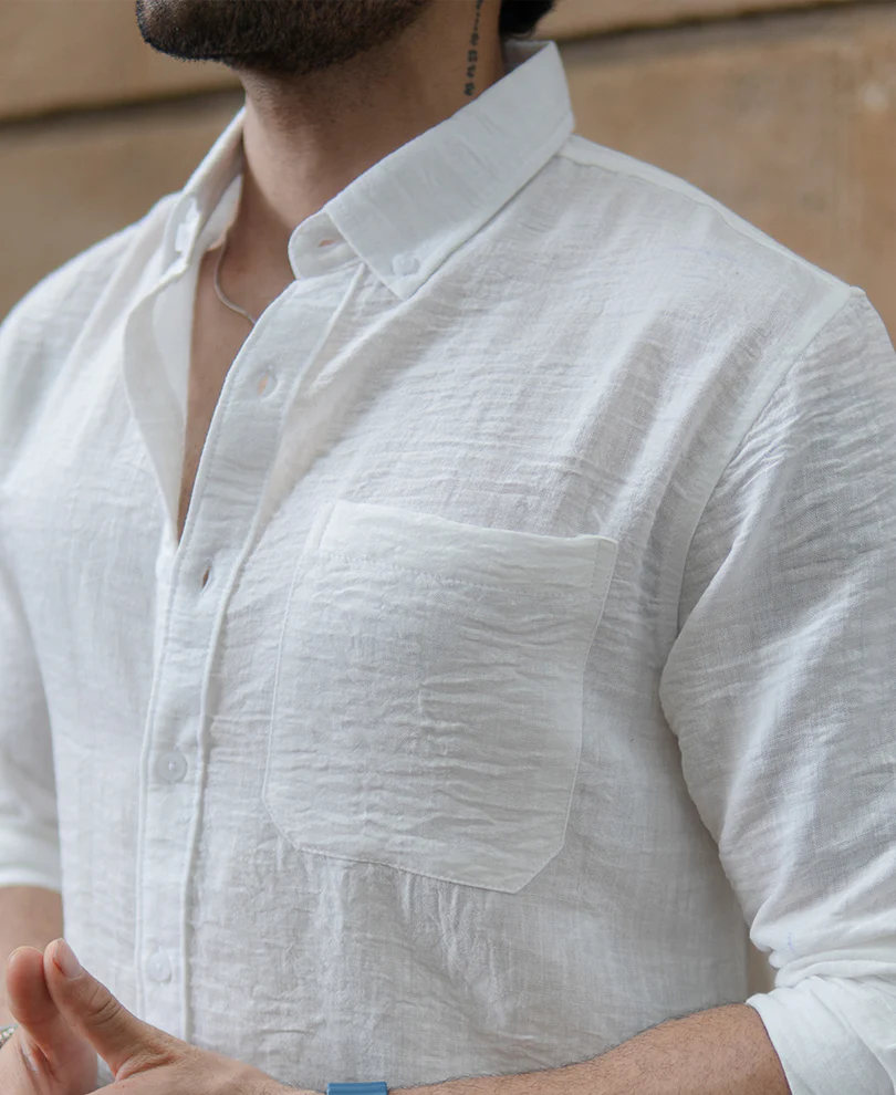 White Double Cloth Shirt 100% Cotton - Image 4