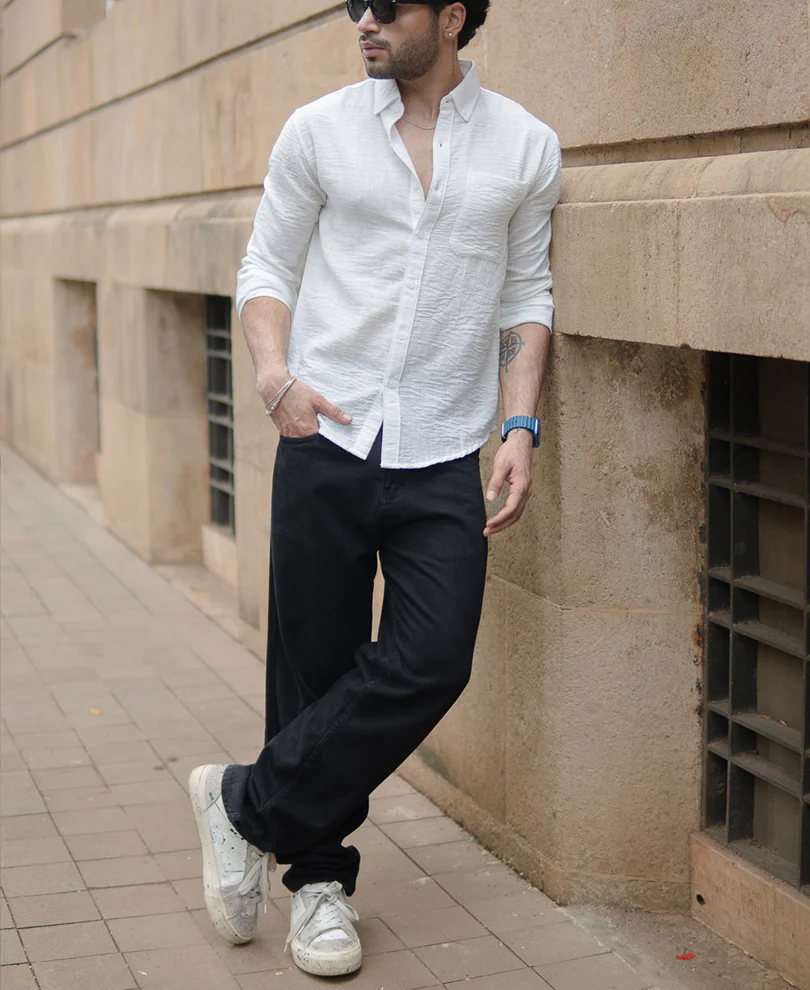 White Double Cloth Shirt 100% Cotton - Image 7