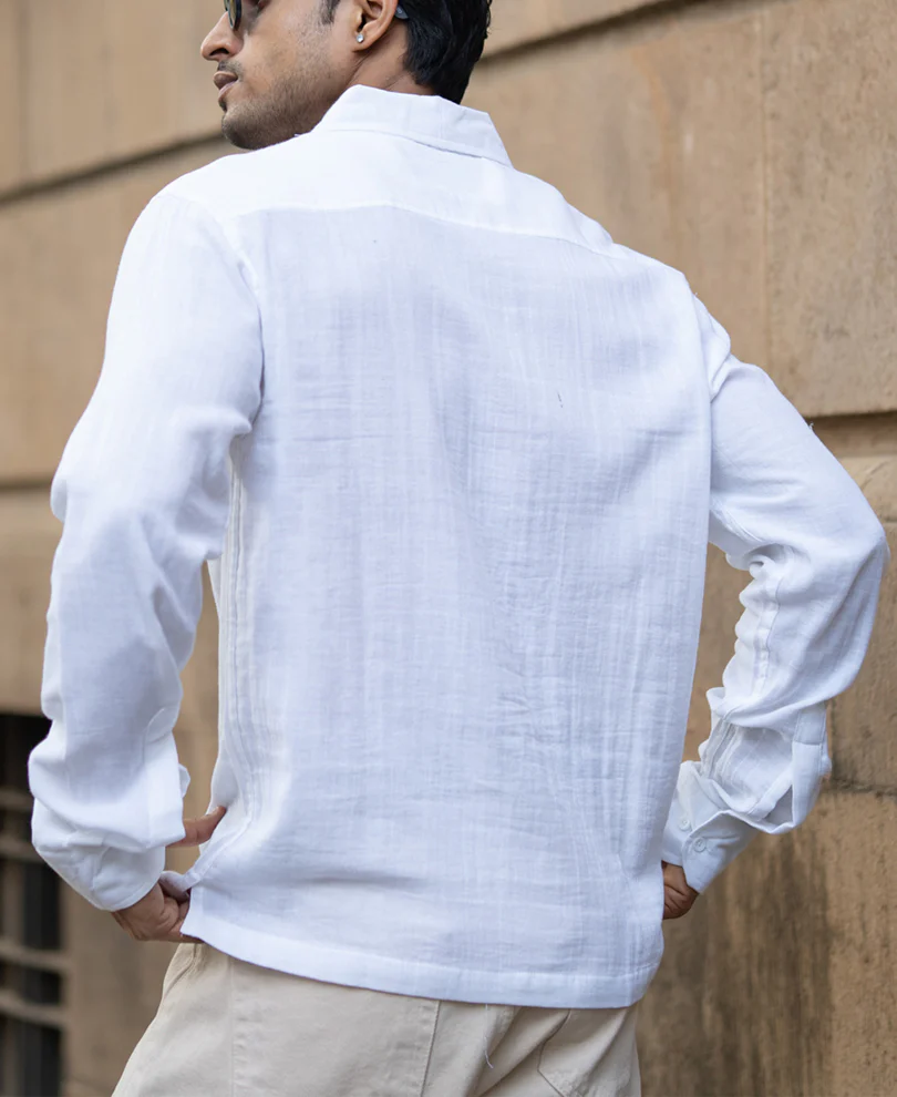 White Embroidered Kurta Shirt 100% Cotton - Image 6