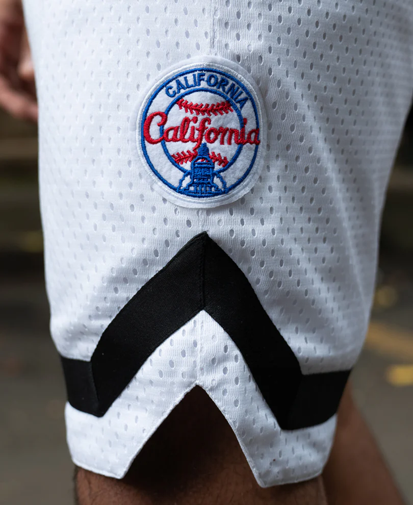 White Embroidered Mesh Basketball Shorts - Image 6