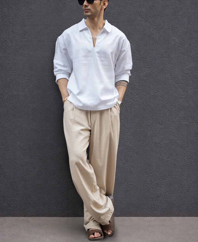White Lightweight Structured Kurta Shirt 100% Cotton - Image 7