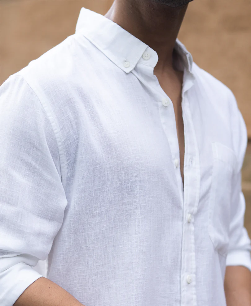 White Linen Blend Shirt - Image 3