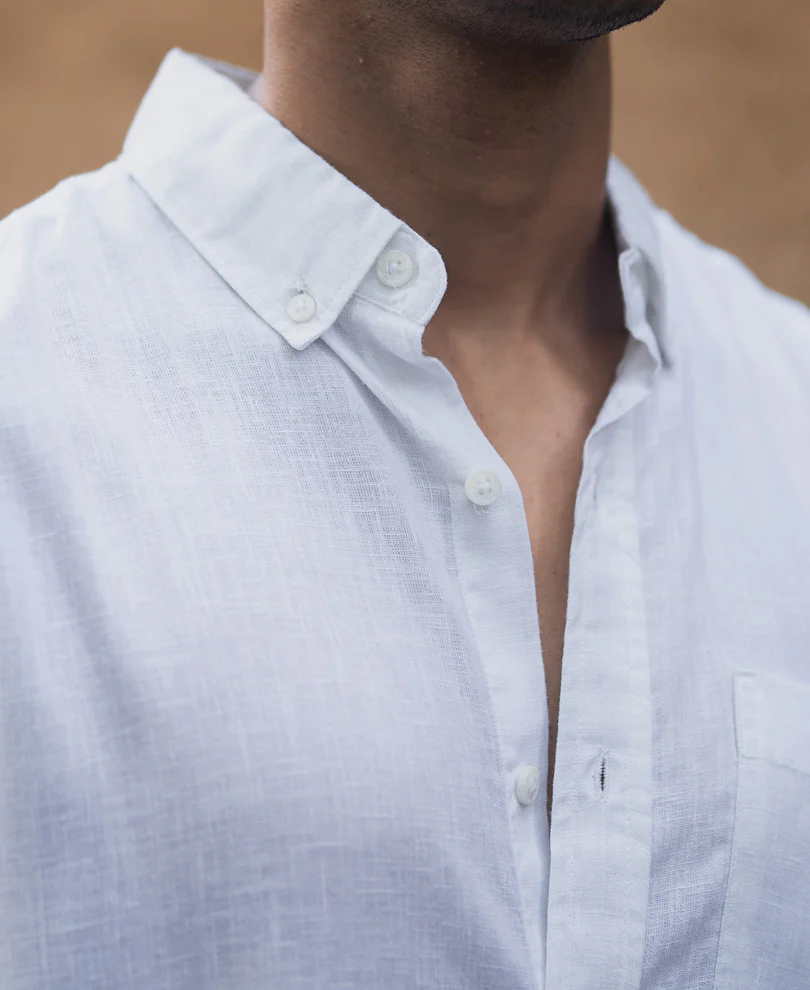 White Linen Blend Shirt - Image 4