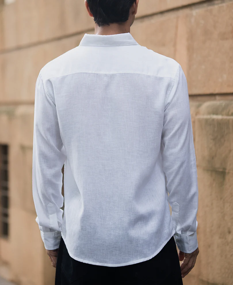 White Linen Blend Shirt - Image 5