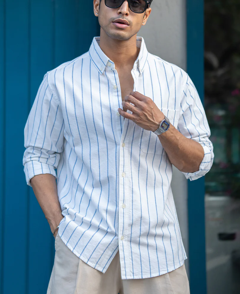 White Oxford Stripe Shirt 100% Cotton - Image 2