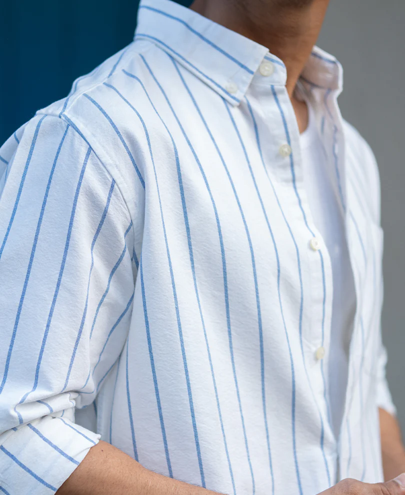 White Oxford Stripe Shirt 100% Cotton - Image 4